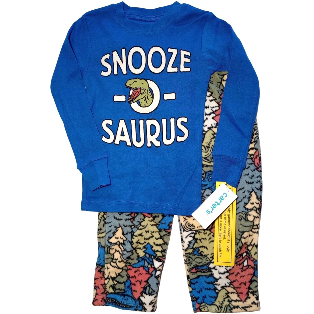 Carter's Toddler Boy Snooze O Saurus 3T Dinosaur Pajamas 2pc Long Sleeve Fleece‎